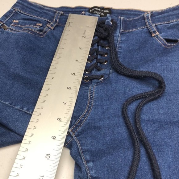 LIKE NEW BEBE LACE UP SKINNY JEANS 27x28 RETRO BEBE STYLE 😎 - Picture 7 of 14